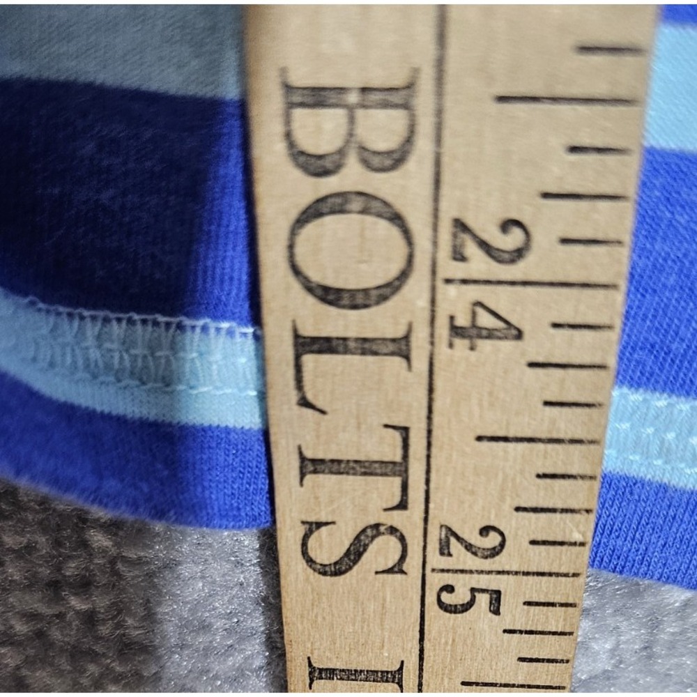 T By Talbots Top Womens Size Large Blue Striped Short Sleeve Open Neck Stretch - Picture 7 of 7